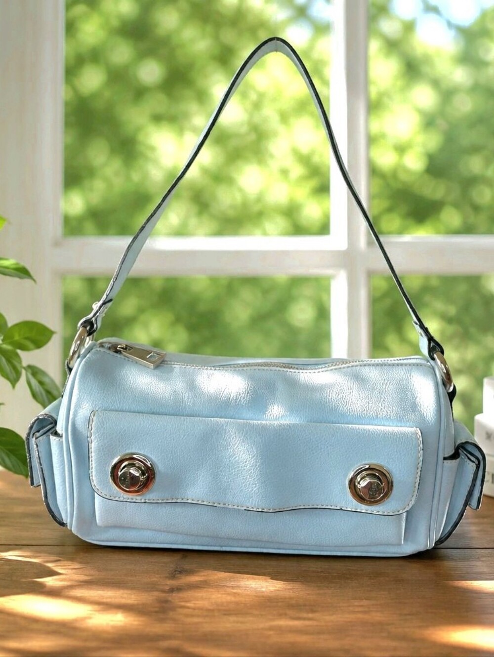 Blue Pebbled Purse Shoulder Bag Handbag